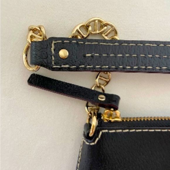 KATE SPADE’S WELLESLEY BYRD BLACK LEATHER GOLD CHAINLINK SHOULDER BAG •LIKE NEW• - Picture 4 of 6